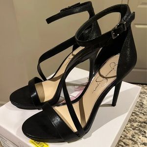 Jessica Simpson black strappy heel sandals